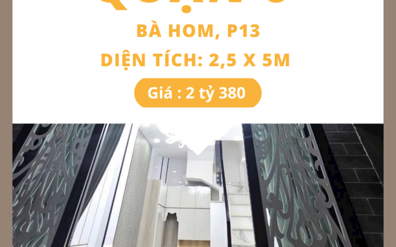 Bán nhà mới xây hẻm 208 Bà Hom, Phường 13, Quận 6 – Ngay chợ Phú Lâm, vị trí đắc địa